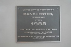 Manchester Tennessee Post Office Dedication Plaque