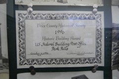 Park Falls Wisconsin Post Office Historical Award 1996