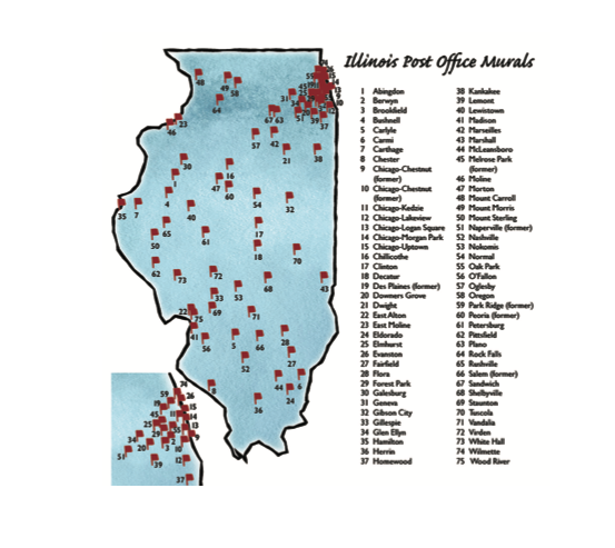 Illinois Post Office Mural Guidebook Map